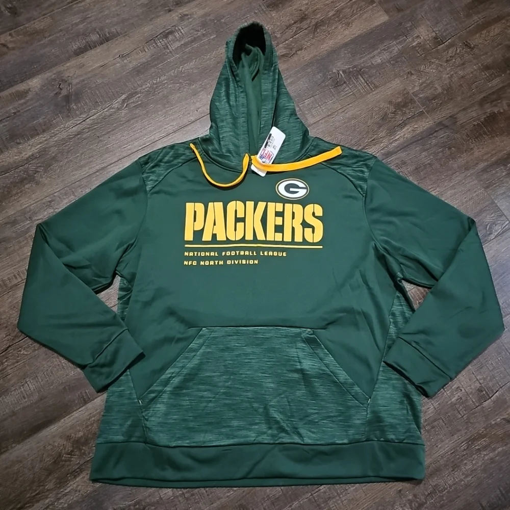 NFL Green Bay Packers Pullover Hoodie Green Men's Large New With Tags